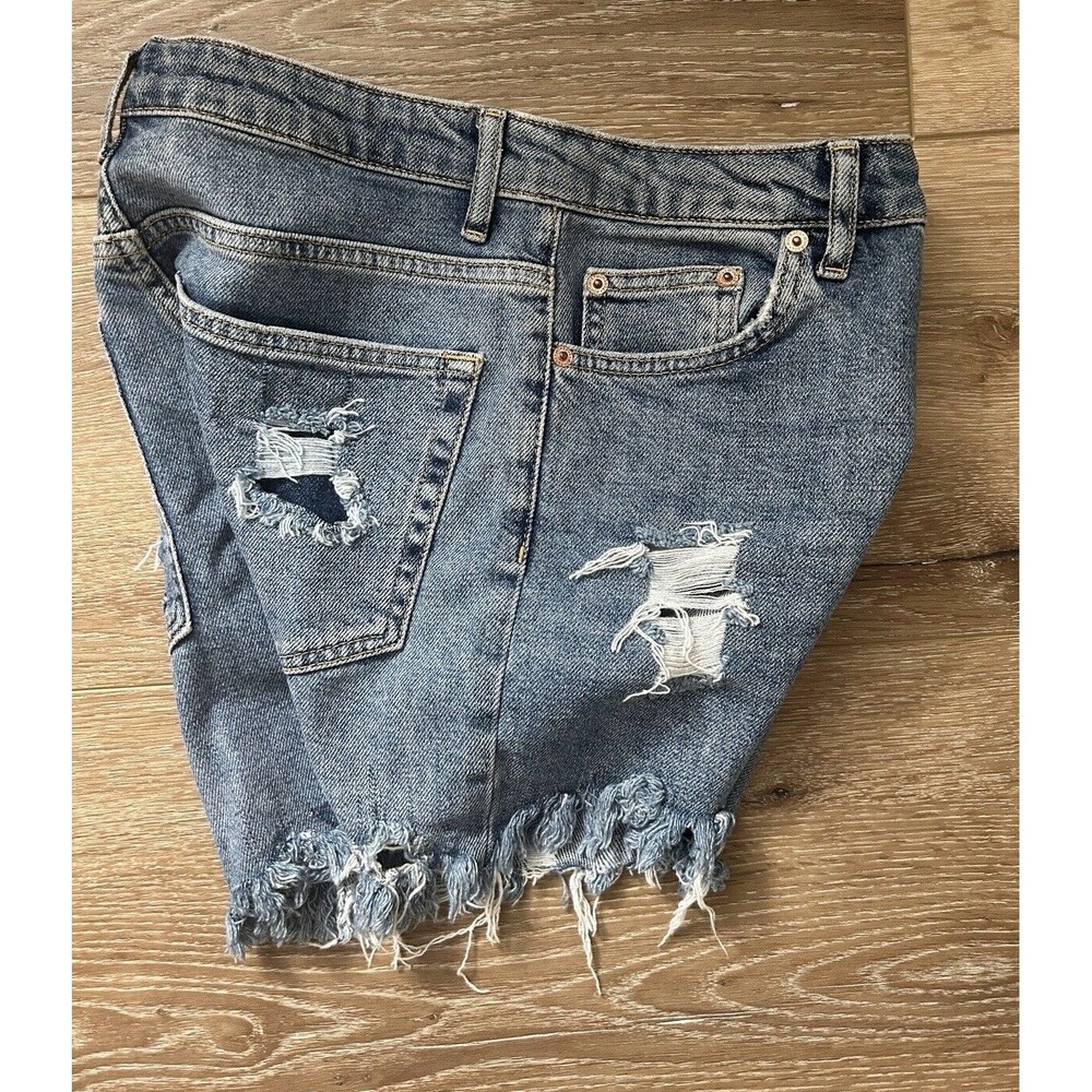Topshop Moto High Rise Denim Cutoff Shorts Blue Women's Sz 28 - Picture 4 of 4
